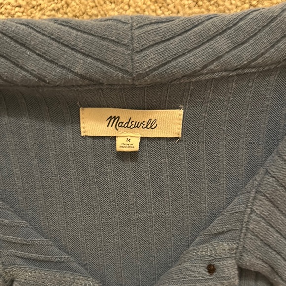 Madewell Blue Ribbed Button-Up Shirt MEDIUM - Picture 2 of 3